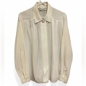 Vintage Peters & Ashley Sheer Ivory Button-Up Blouse Size 10